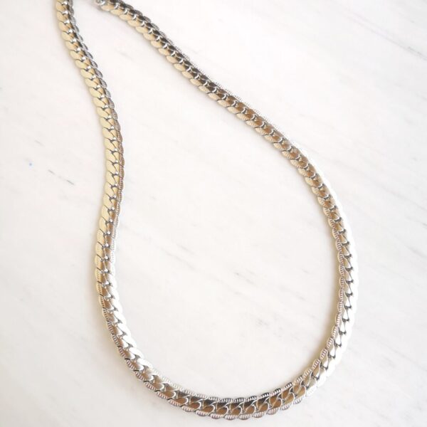 fishbone chain necklace silver large