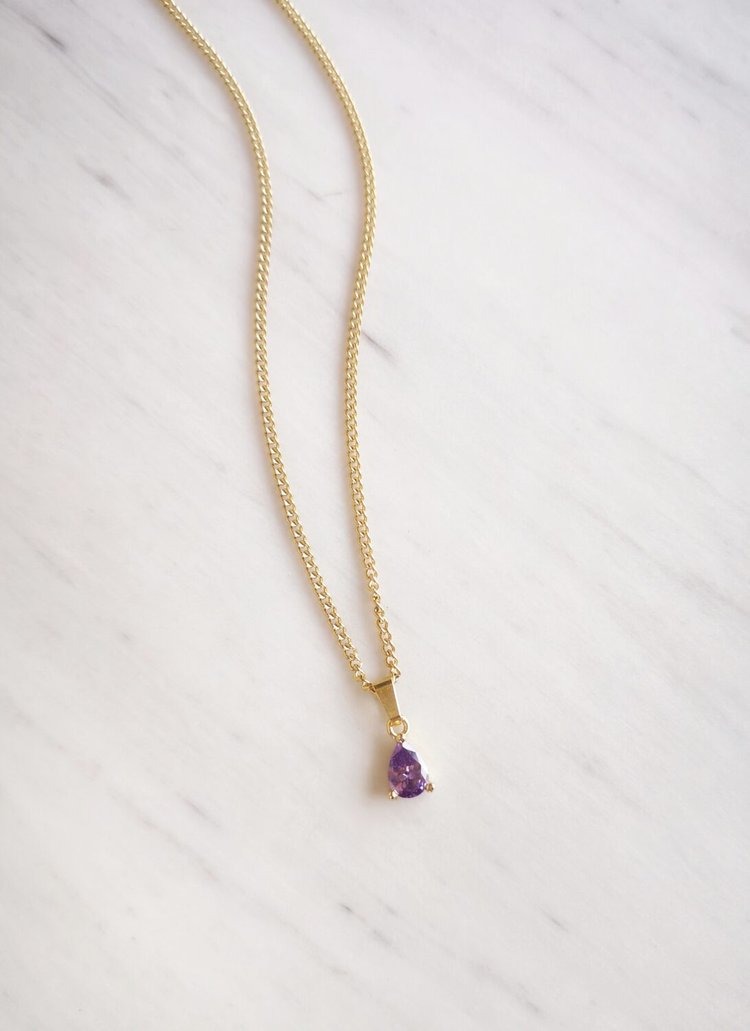 Purple Zircon Drop Necklace
