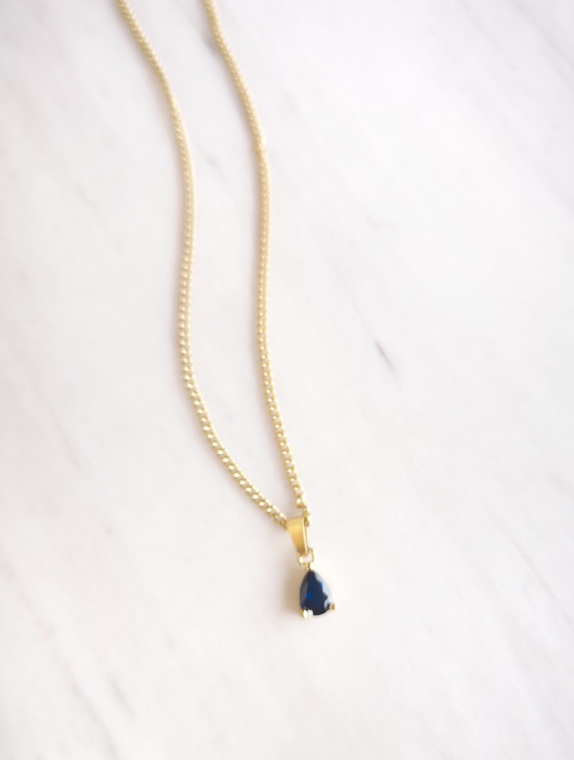 Blue Zircon Drop Necklace