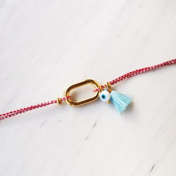Oval March Bracelet turquoise ponpon