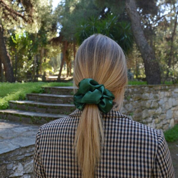 green satin scrunchie