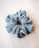 baby blue Striped Scrunchie
