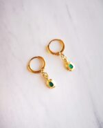 Emerald drop hoops