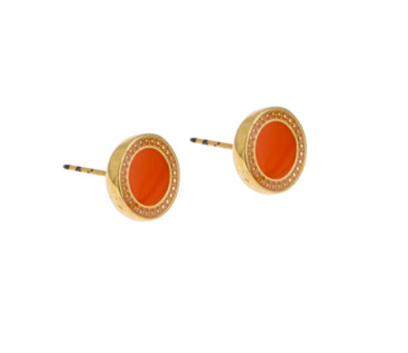 Orange enameled earrings