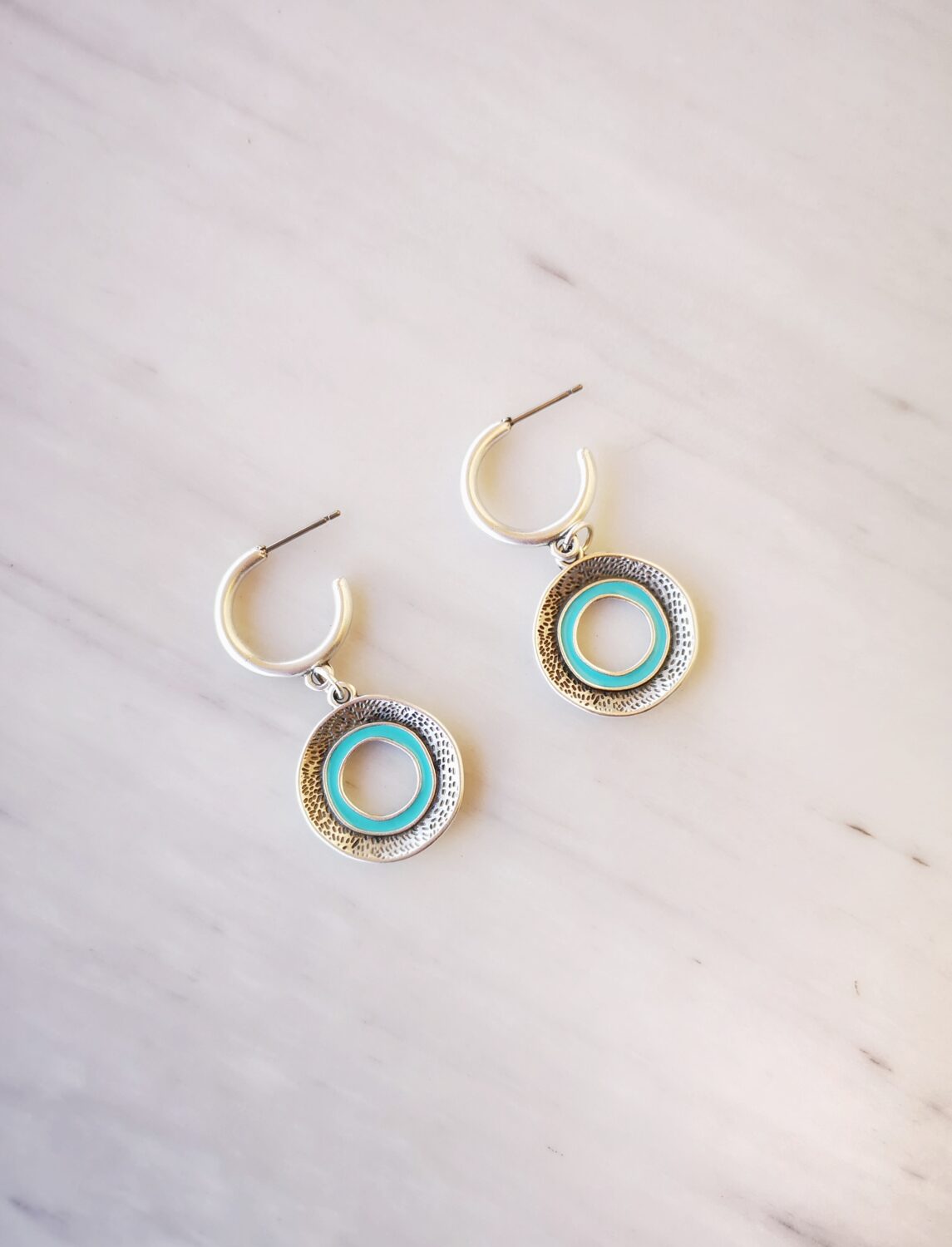 turquoise round earrings silver