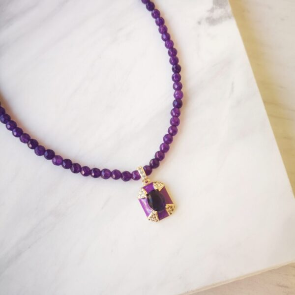 Purple zircon agate necklace