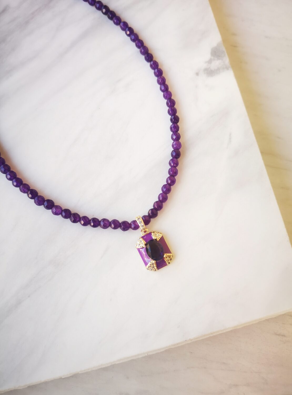 Purple zircon agate necklace