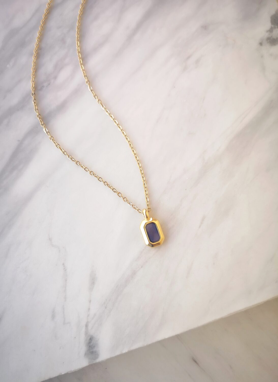 blue rectangle necklace