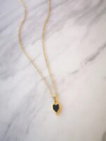 black mini heart necklace
