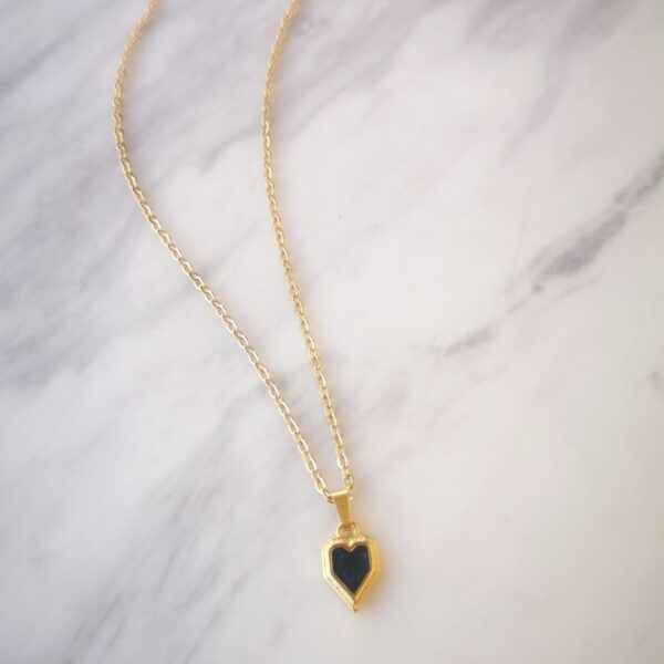 black mini heart necklace