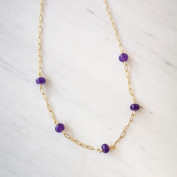 Purple agate chain necklace