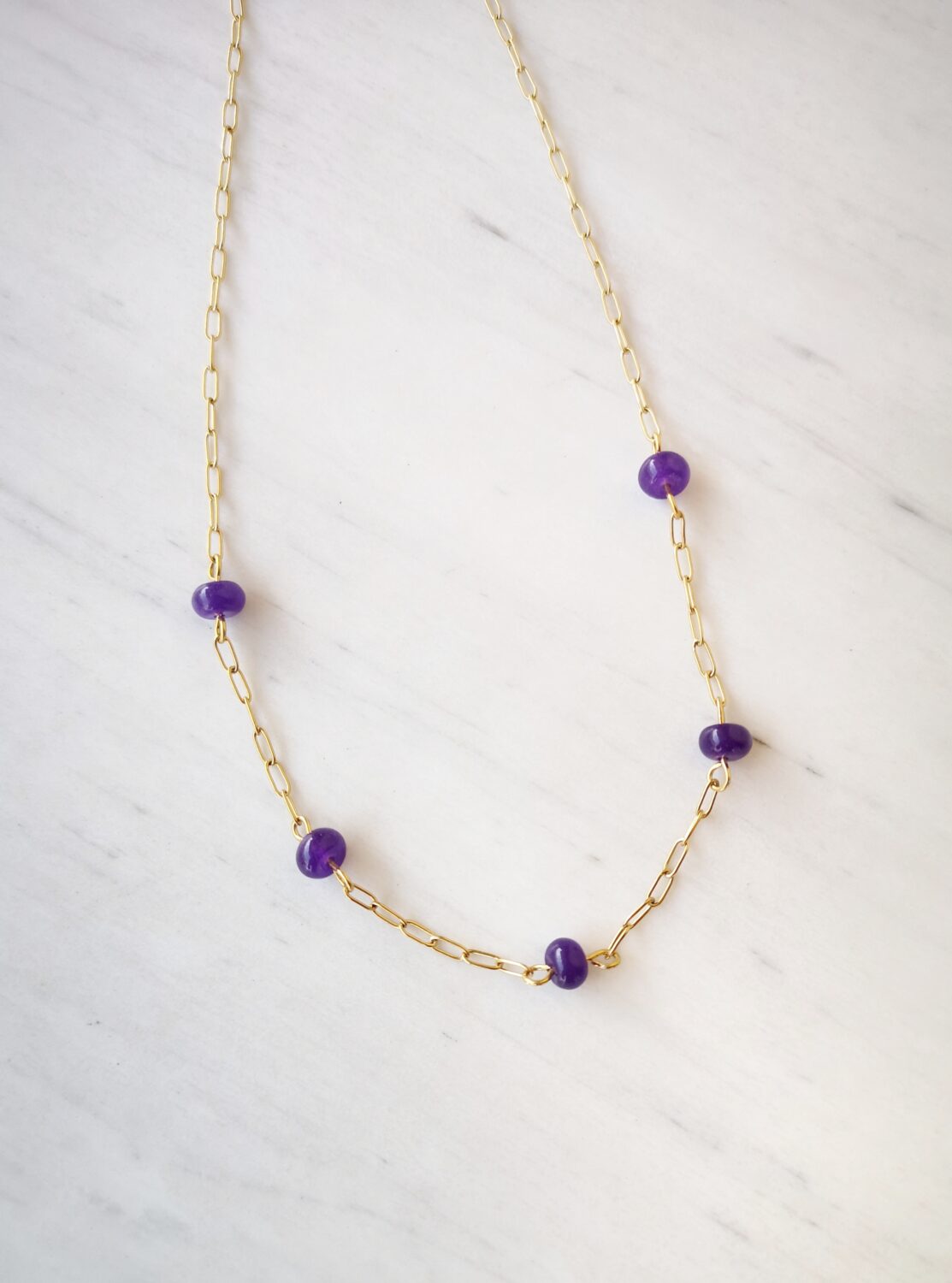 Purple agate chain necklace
