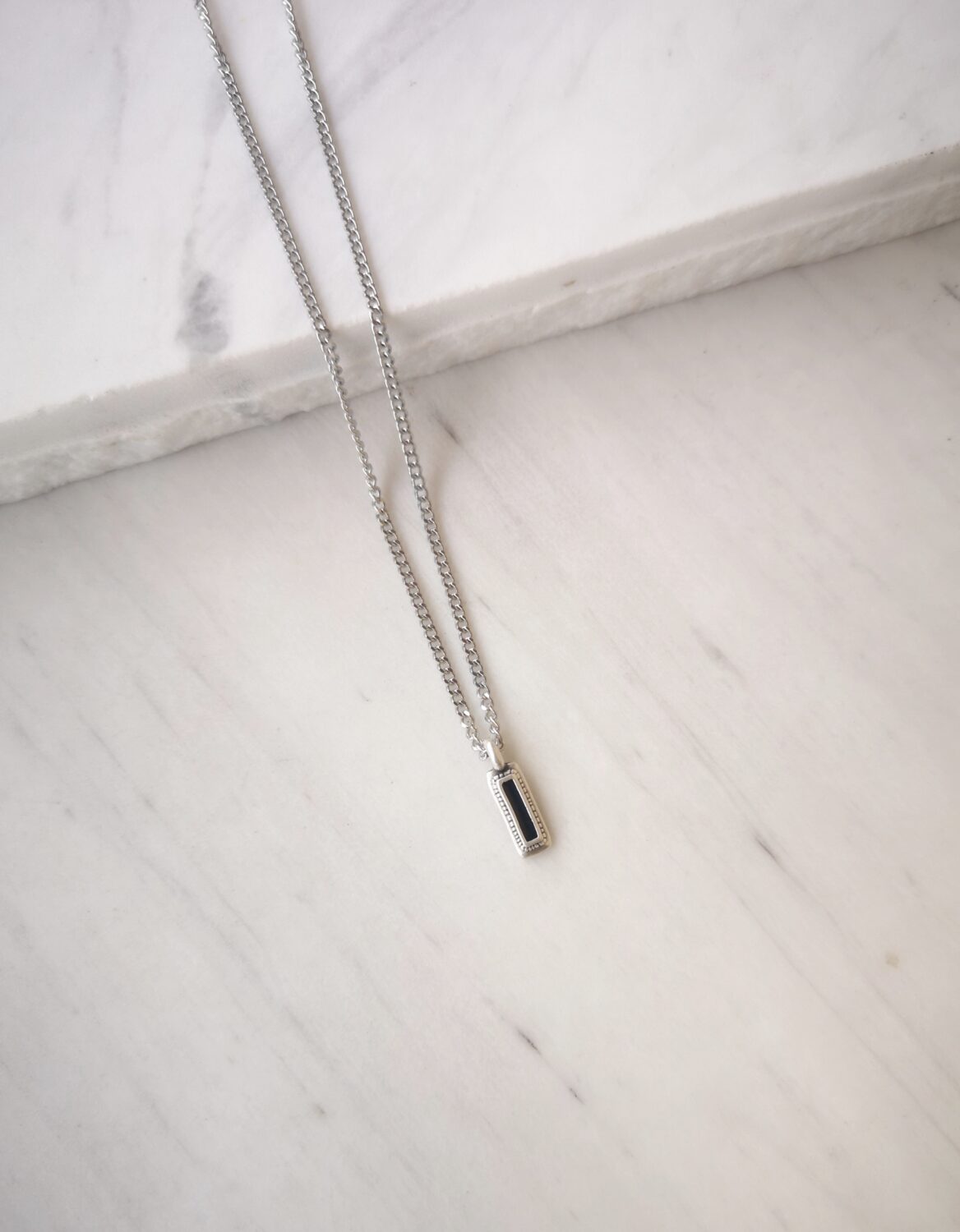 Black Mini Rectangle Necklace
