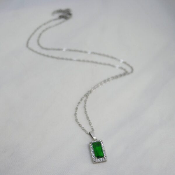 Green Crystal Rectangle Necklace