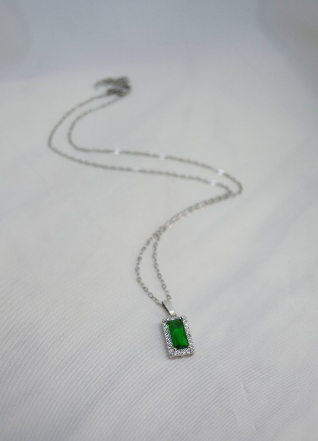 Green Crystal Rectangle Necklace