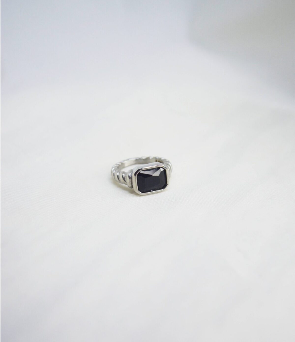 Black Stone Steel Ring