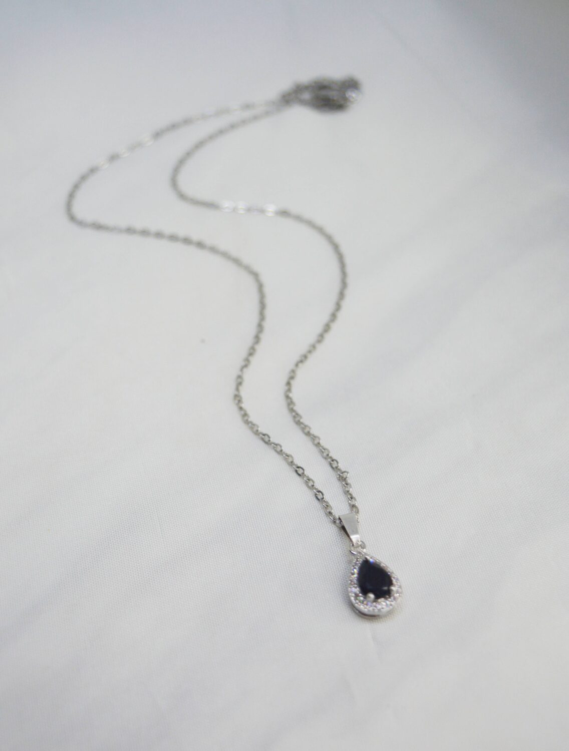 Black Crystal Drop Necklace