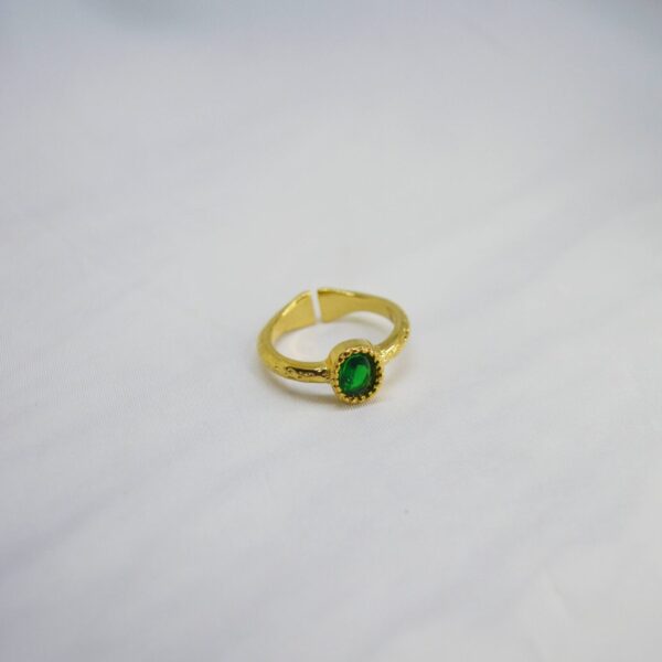 Green Oval Steel Ring