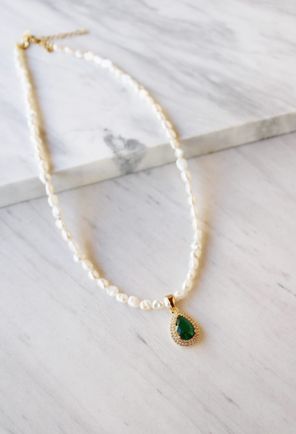 Green Drop Pearl Necklace