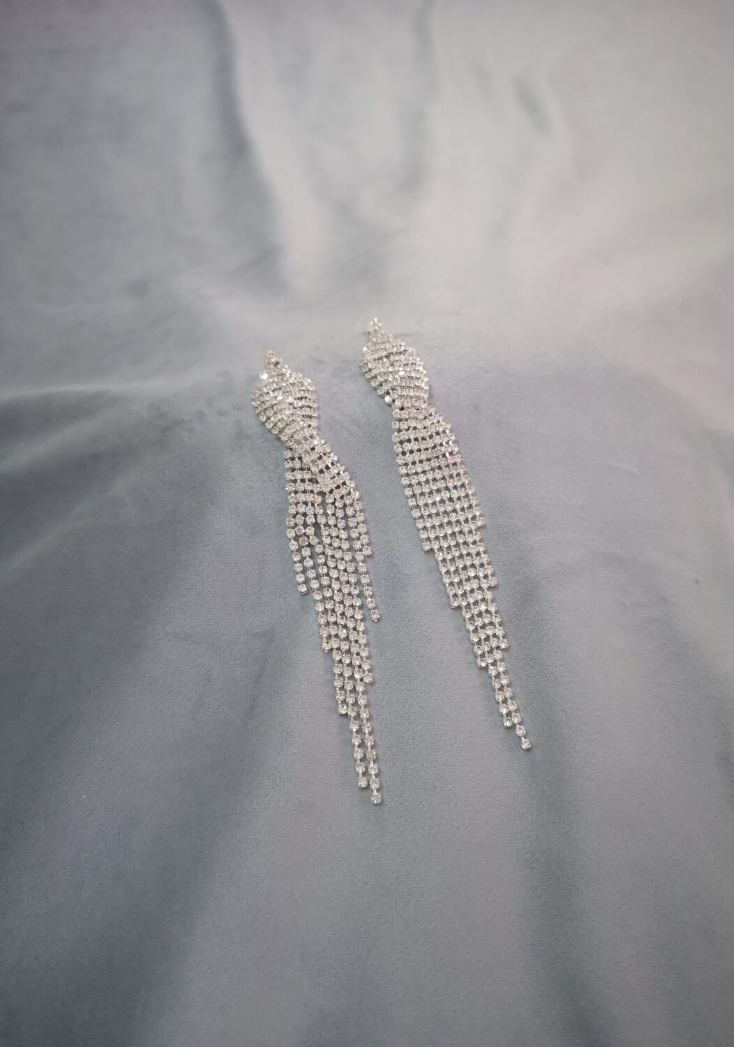 Crystal Rhombus Long Earrings