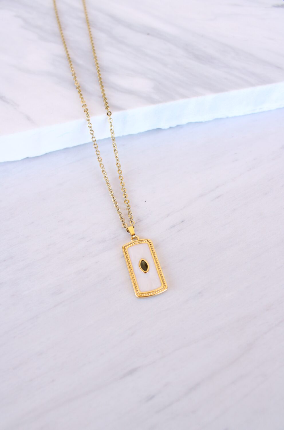 White Rectangle Necklace