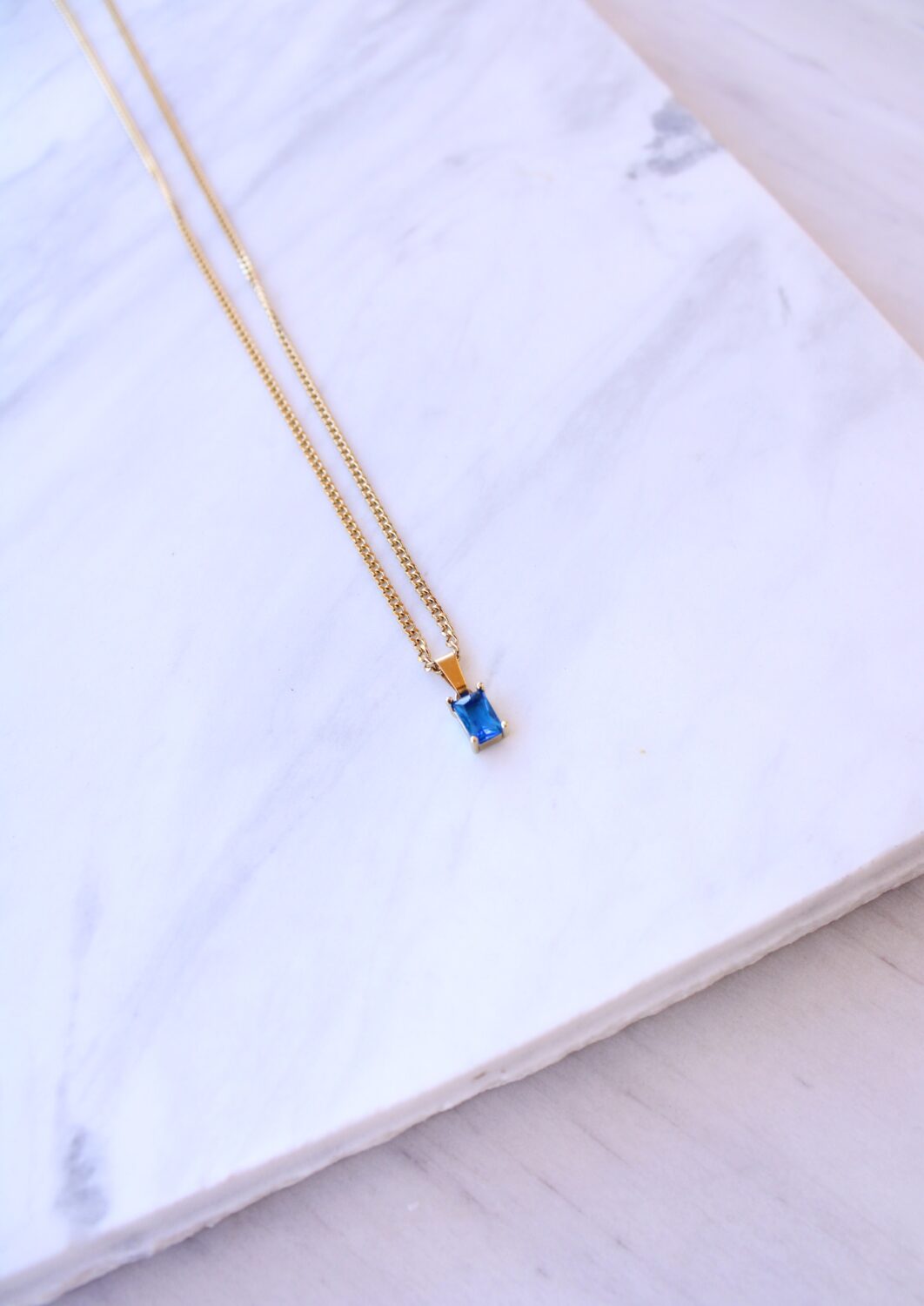 Blue Rectangle Necklace