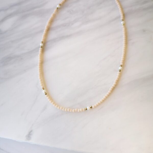 Beige Crystal Pearl Necklace