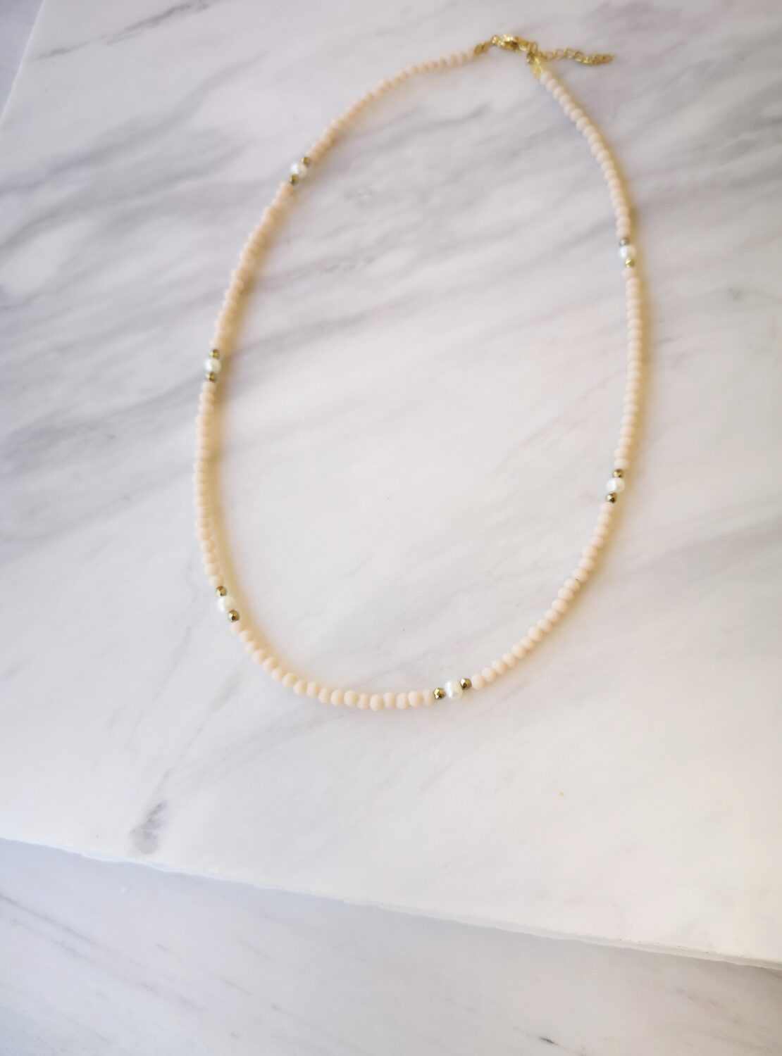 Beige Crystal Pearl Necklace