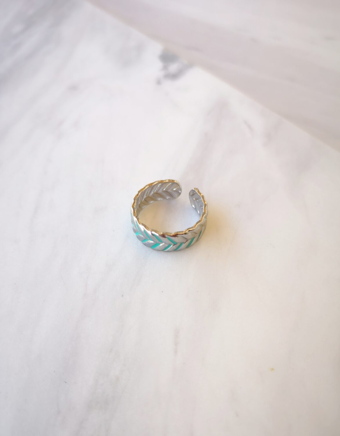 Turquoise Arrow Steel Ring