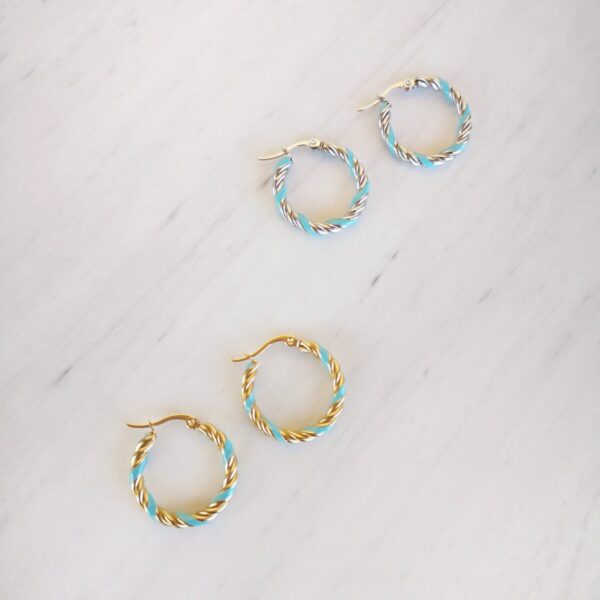 Turquoise Twisted Hoops