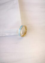 Enameled steel ring turquoise
