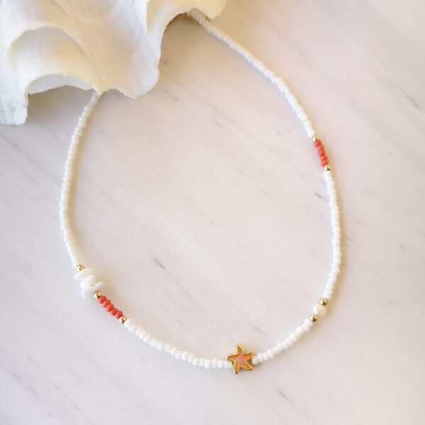 Coral Seastar Bead Necklace