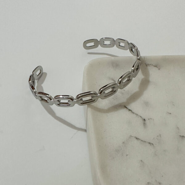 Silver Chain Steel Cuff