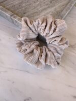 Beige Striped Scrunchie