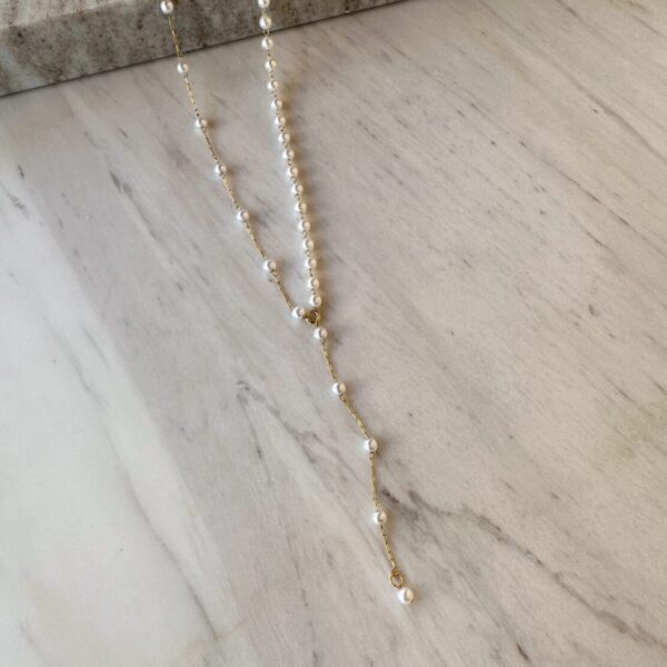 Pearl Rosary Tie Necklace