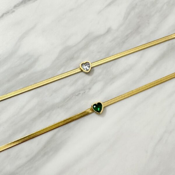 Green Zircon Heart Bracelet