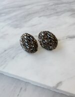 Oval Grey Crystal Earrings