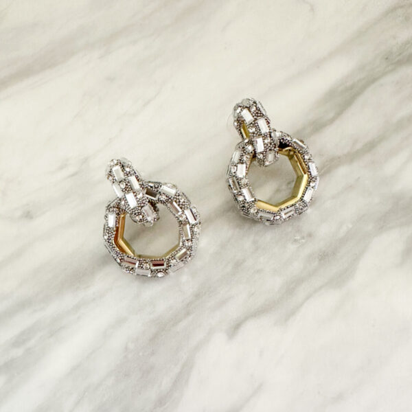 Silver Crystal Circle Earrings