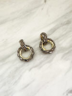 Grey Crystal Circle Earrings