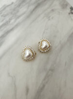 Zircon Pearl Earrings Heart