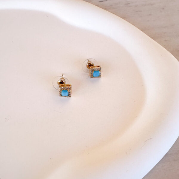 Turquoise Square Round Earrings