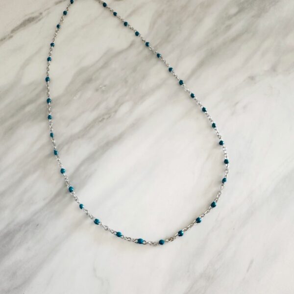 Blue Rosary Necklace