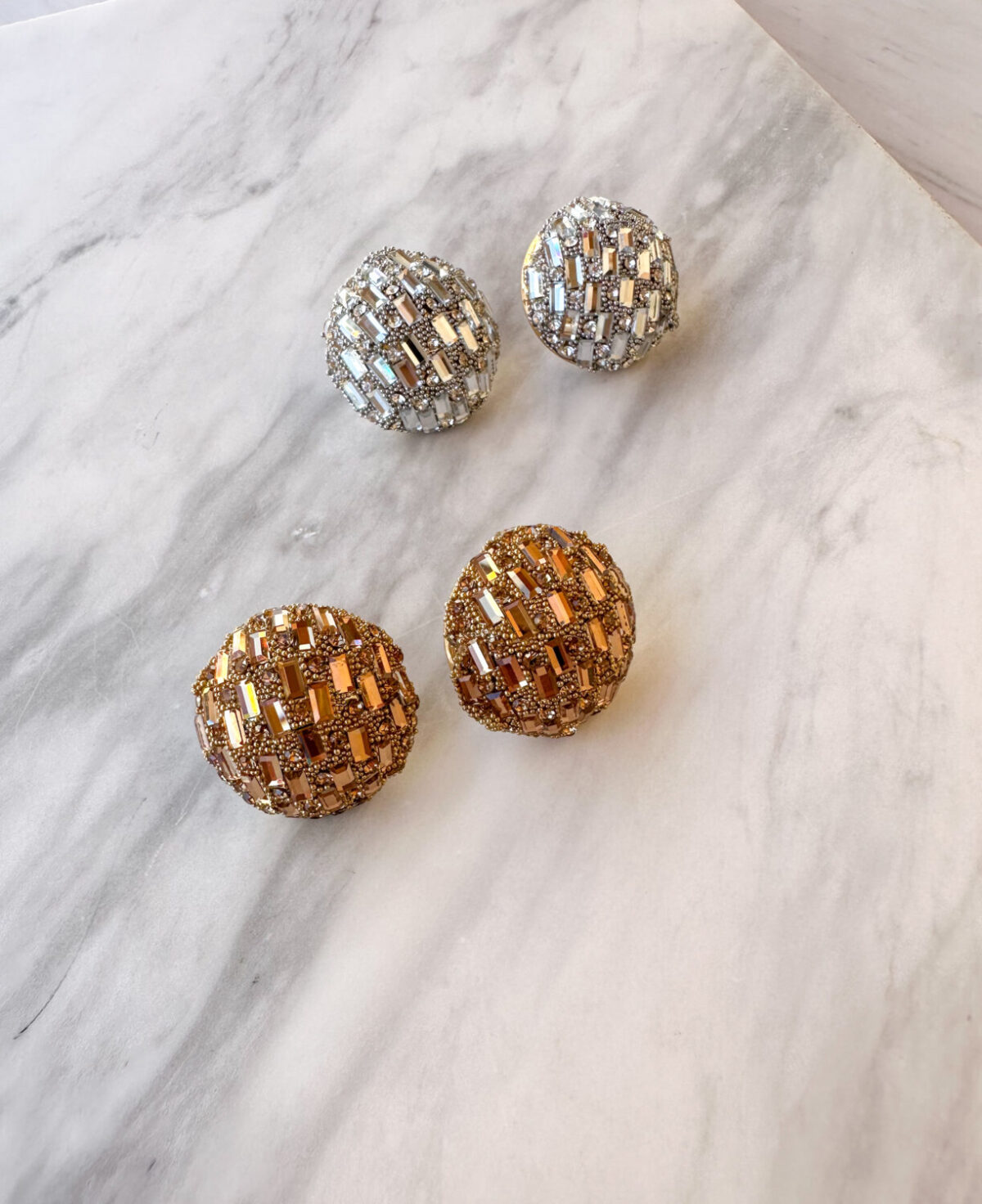 Round Gold Crystal Earrings Small