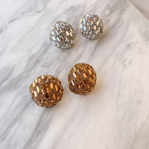 Round Gold Crystal Earrings Small