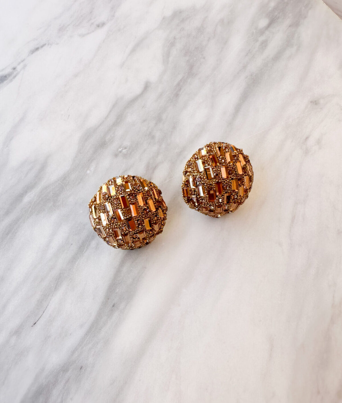 Round Gold Crystal Earrings Small