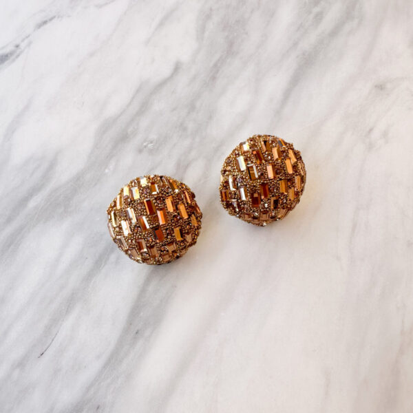 Round Gold Crystal Earrings Small