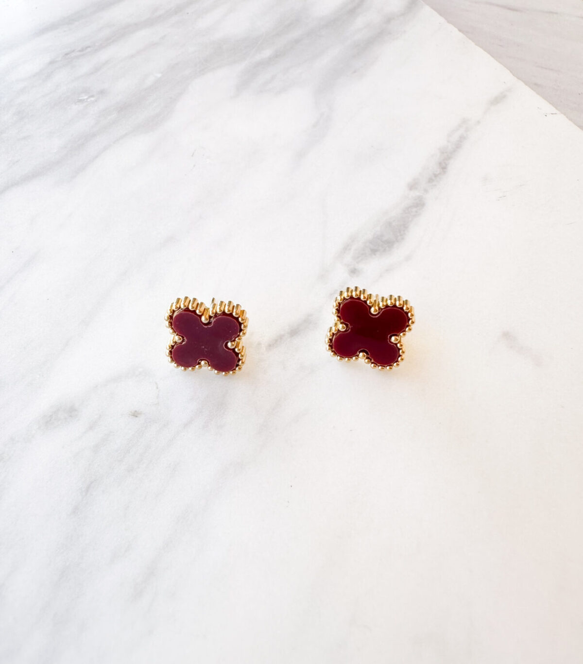 Fildisi Cross Earrings Bordeaux