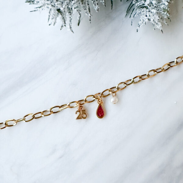 red Drop Charm Bracelet