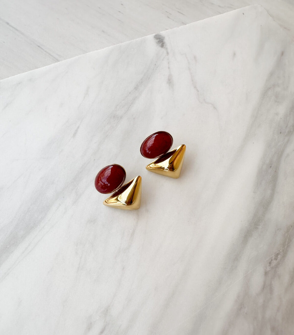 bordeaux triangle earrings