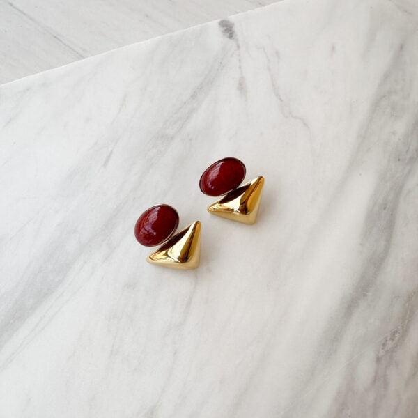 bordeaux triangle earrings